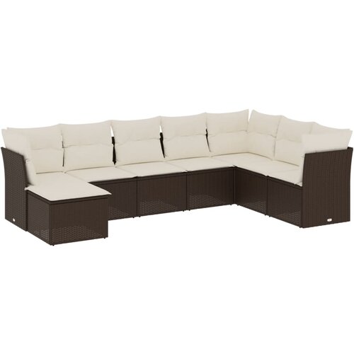  8-dijelni set vrtnih sofa s jastucima smeđi od poliratana Brown and cream Slike