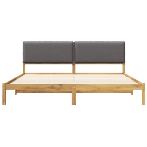  Krevetni okvir s tapiciranim uzglavljem - Bijelo prana i svijetlosiva 200 x 200 cm Slike