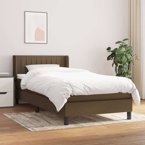  Box spring postelja z vzmetnico temno rjav 90x190 cm blago, (20789829) Cene