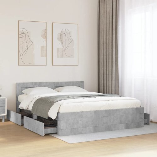 Furnova Posteljni okvir z vzglavjem betonsko siv 160x200 cm inž. les, (21938718) Slike