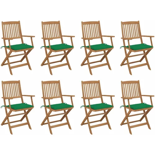  zložljivi zunanji stoli z blazinami 8 kosov trden akacijev les