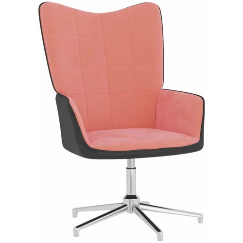  Stolica za opuštanje ružičasta od baršuna i PVC-a