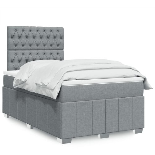 vidaXL Box spring postelja z vzmetnico svetlo siva 120x200 cm blago Cene