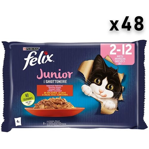 Felix junior sos za mačiće, govedina i piletina, 48x85g Slike