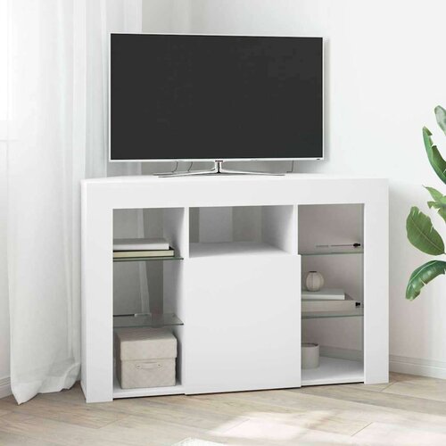  Kotna LED TV omarica Bela 100x40x68cm Konstruiran les, (5000092151) Cene