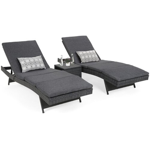  Set vrtnih ležaljki od tehnoratana Bora Bora Grey / Grey Melange sa stolom Slike
