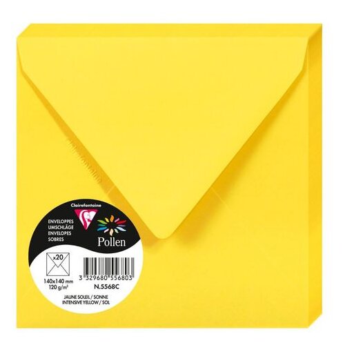 Clairefontaine kuverte Pollen 140x140mm 120gr intensive yellow 1/20 Slike