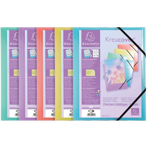  FASCIKL KLAPA S GUMICOM PP A4 KREACOVER EXACOMPTA 55279E PASTEL SORTIRANO Slike