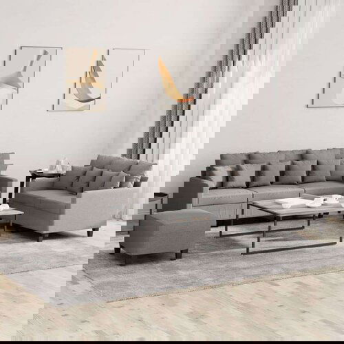  3-dijelni set sofa s jastucima smeđesivi od tkanine Cijene