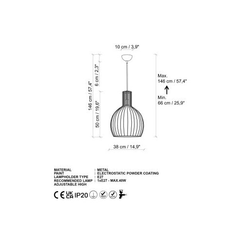Opviq Luster Tabut-Mr-756-1, 38cm, IP20, Zlatna Slike