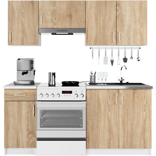 AKORD KITCHEN SET LIMA 1.8M BELO/SONOMA HRAST, (21713722) Cene