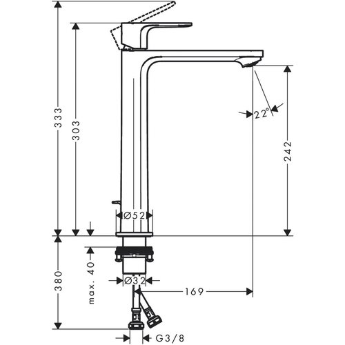 Hansgrohe 72591670 rebris e coolstart ecosmart+ 240 visoka armatura za umivalnik Slike