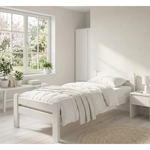 Mebela Krevet samac DP Masiv, 80x190 cm, Beli Slike