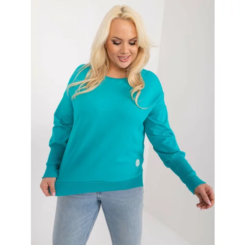 Fashion Hunters Turquoise plus-size cotton blouse with slits