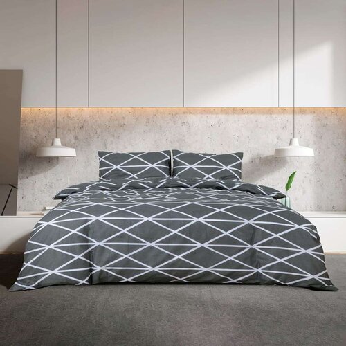  Set posteljine za poplun sivi 260 x 240 cm pamučni Slike