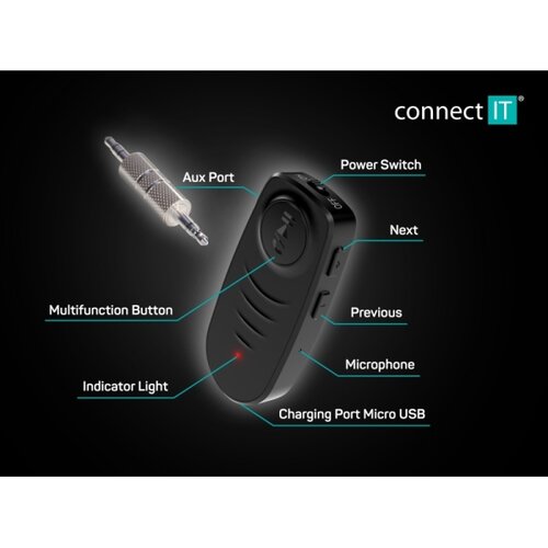 Connect IT CFF-4050-BK - Bluetooth audio prijemnik AUX 110 mAh Slike