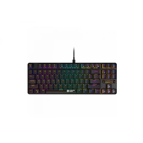 Canyon Cometstrike GK-50, 87keys Mechanical keyboard, 50million times life, GTMX red switch, RGB backlight, 20 modes, 1.8m PVC cable, metal material + ABS, US layout, size: 354*126*26.6mm, weight:624g, black Slike