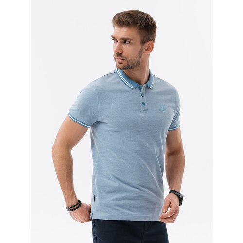 Ombre Men's melange polo shirt with contrast collar Slike