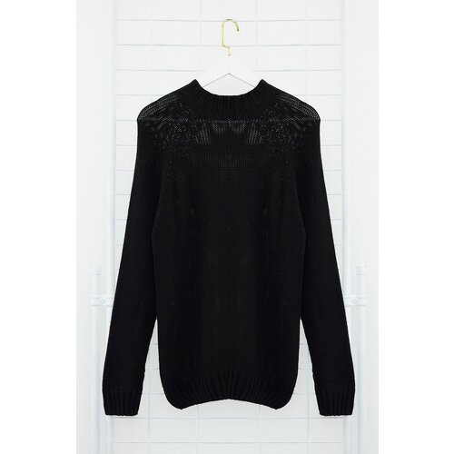Trendyol black Men&#39;s slim fit turtleneck half turtleneck raglan sleeve seamless basic knitwear sweater Cene