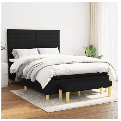  Box spring postelja z vzmetnico črna 140x200 cm blago