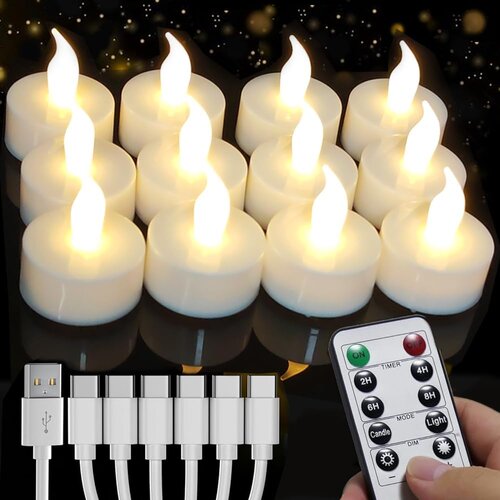 HJINGCHEN 12x polnilne LED svečke s timerjem in daljincem Slike