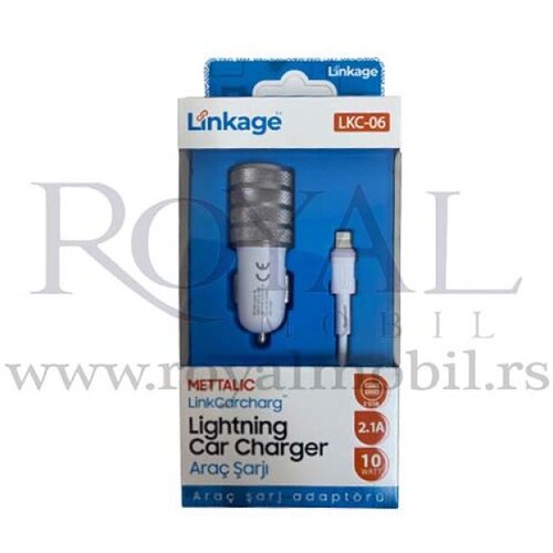  auto punjač linkage LKC-06 lightning 2.1A beli sa srebrnim Slike