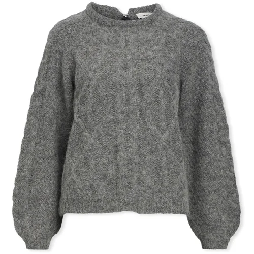 .OBJECT Puloverji Smilla Knit - Medium Grey Melange Siva