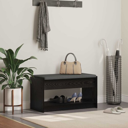  Klupa za hodnik s jastukom s policom Crni Hrast 83 x 38 x 45 cm Cene