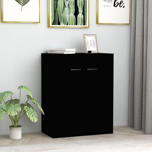 VidaXL Komoda črna 60x30x75 cm iverna plo&amp;scaron;ča Slike