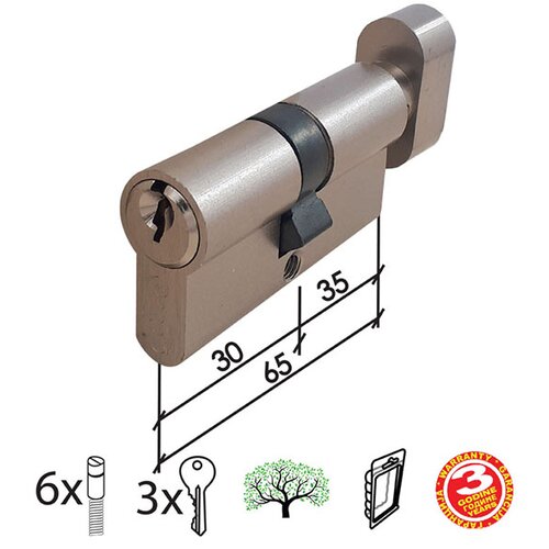 Dabel cilindar sa dugmetom CL2036K nikl 65 mm (35D-30) 3K DBP1 (0106010) Slike