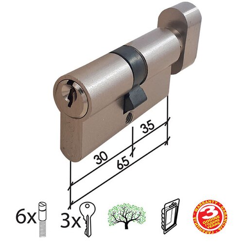 Dabel cilindar sa dugmetom CL2036K nikl 65 mm (35D-30) 3K DBP1 (0106010) Cene