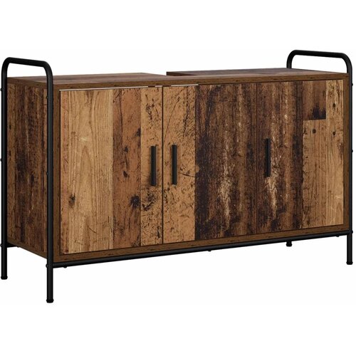  Set ormarića za kupaonicu 4 kom. Staro drvo 40 x 36 x 181 cm - Staro drvo Ormar ispod sudopera (3 vrata) + viseći ormar + kupaon Slike