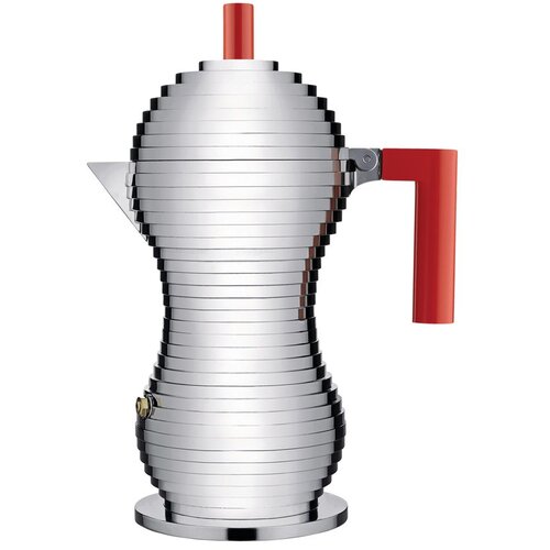 Alessi pulcina kafetiera espresso za 6 skodelic / rdeč ročaj / aluminij, (20457062) Cene