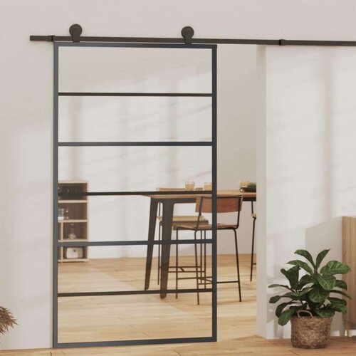 VidaXL Klizna vrata s priborom ESG staklo i aluminij 102 x 205 cm Slike