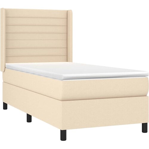  Okvir kreveta s oprugama i madrac krem 80x200 cm od tkanine Slike