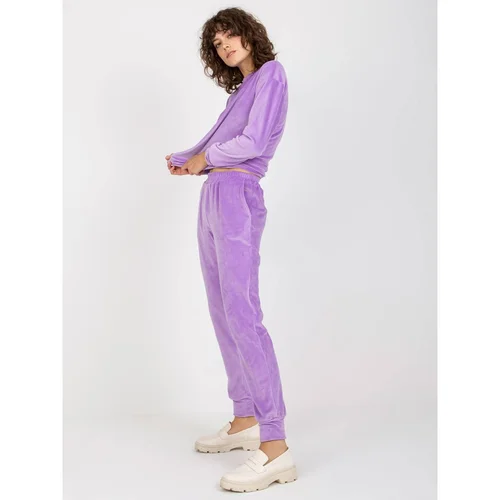 Fashion Hunters Women's purple velor set with trousers