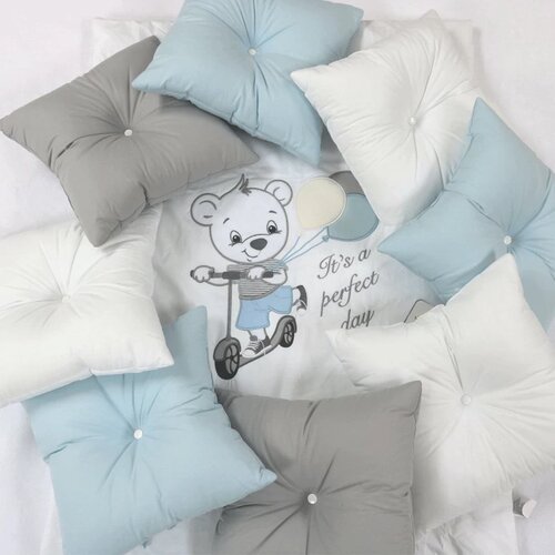 Deksi Group posteljina za bebe sa jastučićima tri drugara, plava Cene