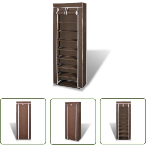 The Living Store Omara za Čevlje iz Blaga z Vrati 57 x 29 x 162 cm Rjava barva - Omarica, (21744677) Cene