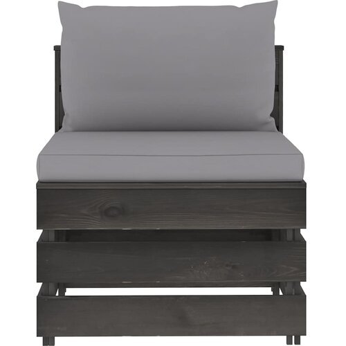  Modularna srednja sofa s jastucima od sivo impregniranog drva Siva Slike