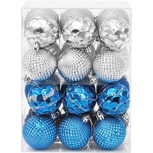  Set božićnih kuglica 36 kom. Plava i srebrna 6 cm Polistiren Slike