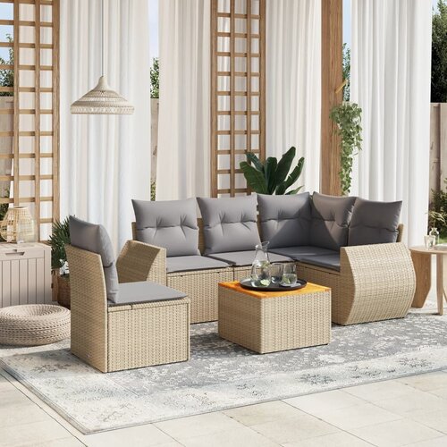 vidaXL 6-dijelni set vrtnih sofa s jastucima bež od poliratana Cijene