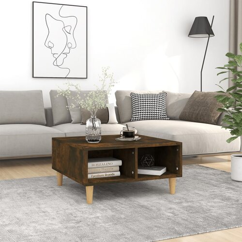 vidaXL Klubska mizica dimljeni hrast 60x60x30 cm iverna plošča Cene