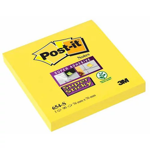 3m Blok samolepilnih lističev Post-it 654-S, 76 x 76 mm, rumen