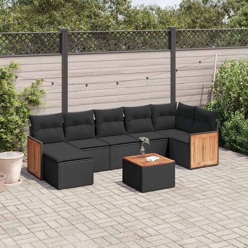  8-dijelni set vrtnih sofa od poliratana s jastucima crni Crna 62 x 62 x 69 cm Slike