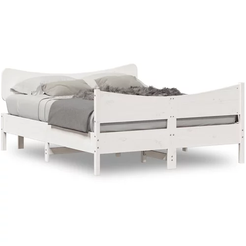 vidaXL Okvir kreveta s uzglavljem bijeli 160 x 200 cm masivna borovina