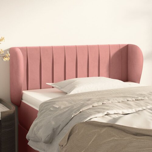 VidaXL Uzglavlje s u&amp;scaron;ima ružičasti 93x23x78/88 cm bar&amp;scaron;unasti Slike