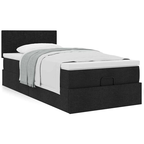 VidaXL Otomanski okvir kreveta s madraca crni 90x190cm od tkanine Slike