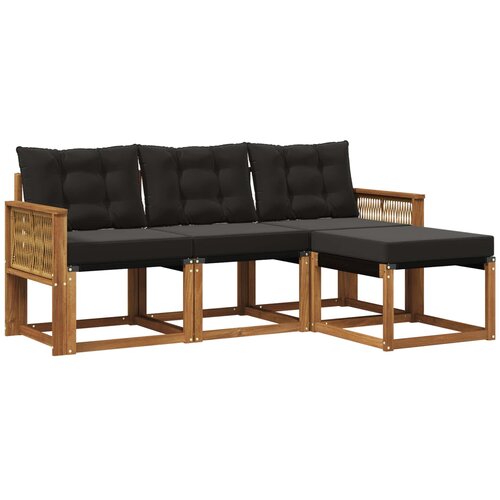 vidaXL Zunanja garnitura za sedenje z blazino 4 pcs Naravna in črna, (5000282564) Cene