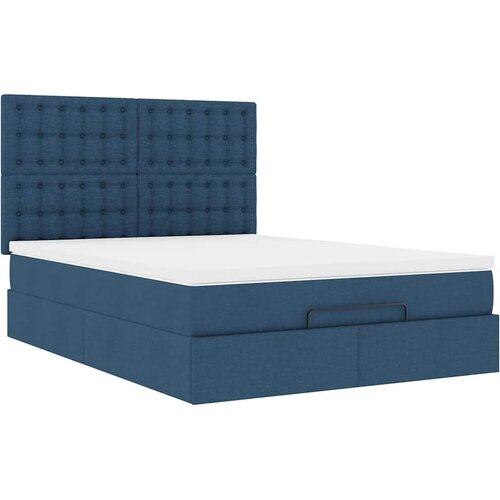  Otomanski okvir kreveta s madracem plavi 140x200cm od tkanine Slike