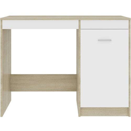  Radni stol bijeli i boja hrasta 100 x 50 x 76 cm od iverice Slike